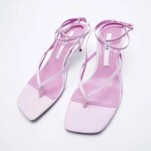 Zara Lilac strappy kitten heels